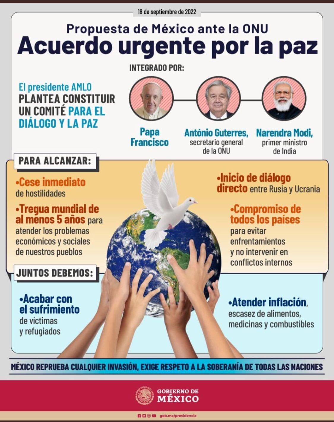Propuesta de México ante la ONU Acuerdo Urgente por La Paz