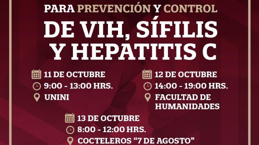 Pruebas gratuitas para prevención y control de VIH, Sífilis y Hepatitis C