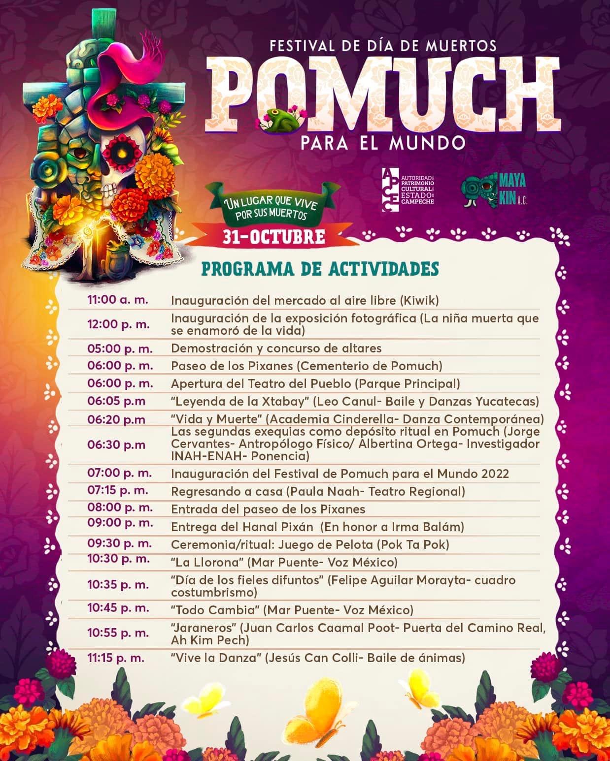 Programa completo de las actividades del Festival del Día de Muertos Pomuch para el Mundo
