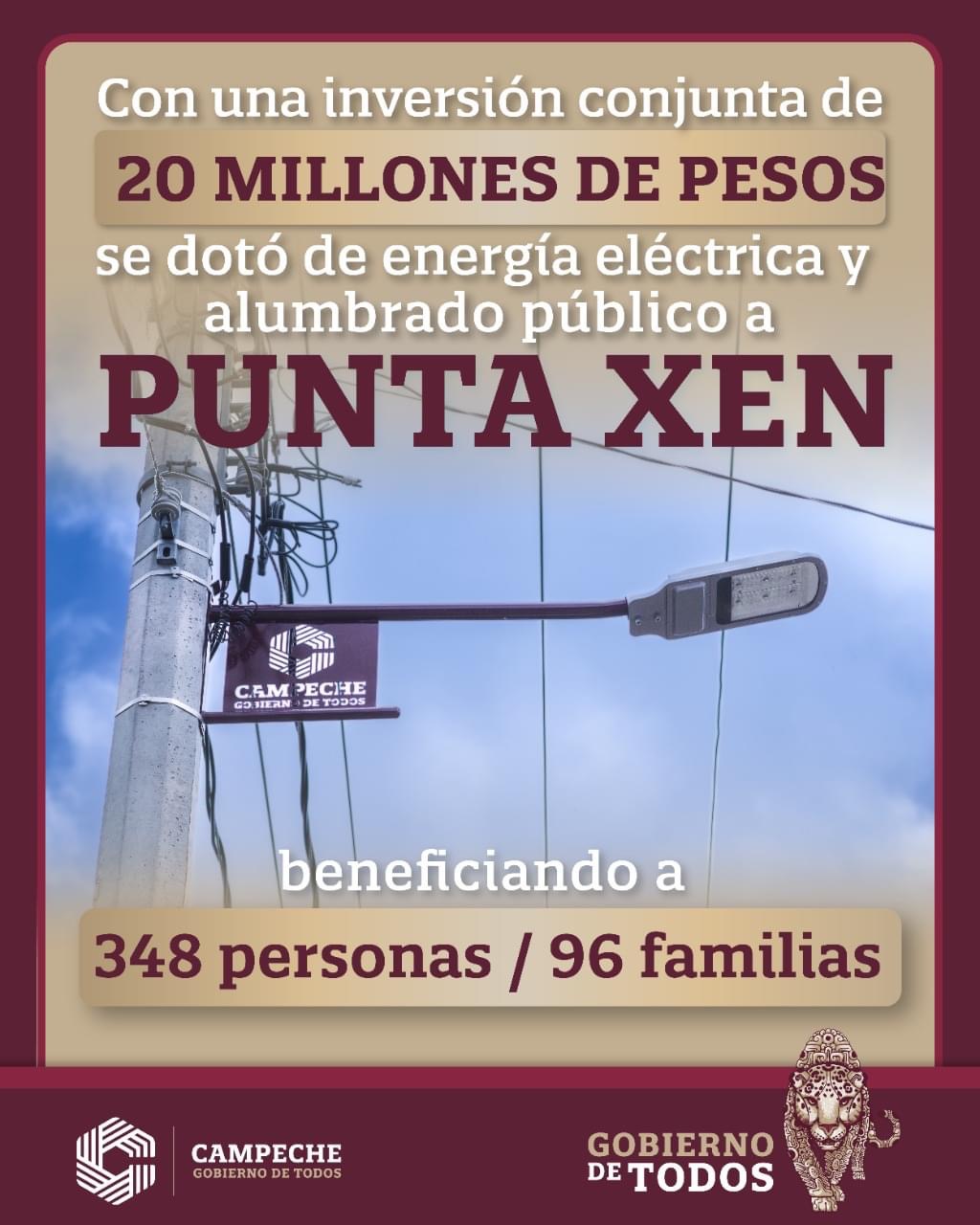 Punta Xen ya cuenta con energía eléctrica y alumbrado