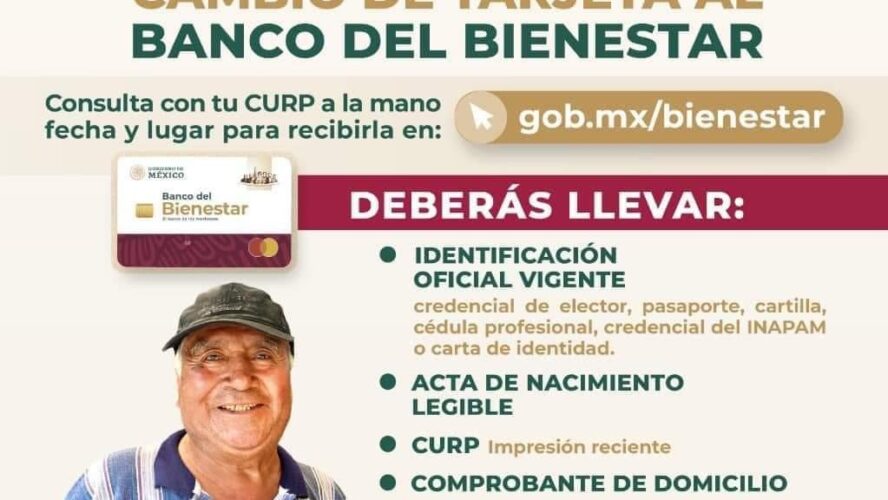 Beneficiarios del programa Pensión para las Personas Adultas Mayores, habrá cambio de tarjeta al Banco del Bienestar