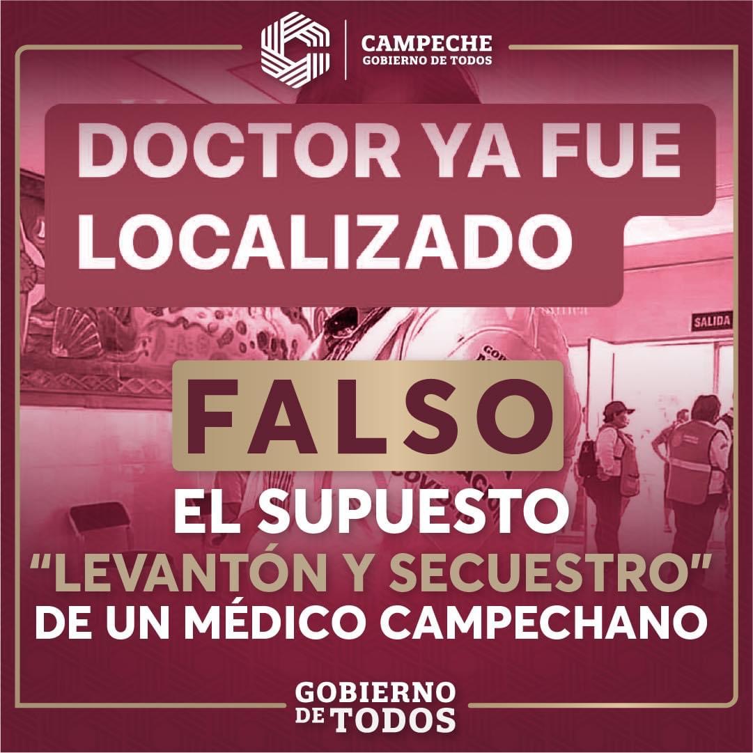 Médico campechano ya fue localizado