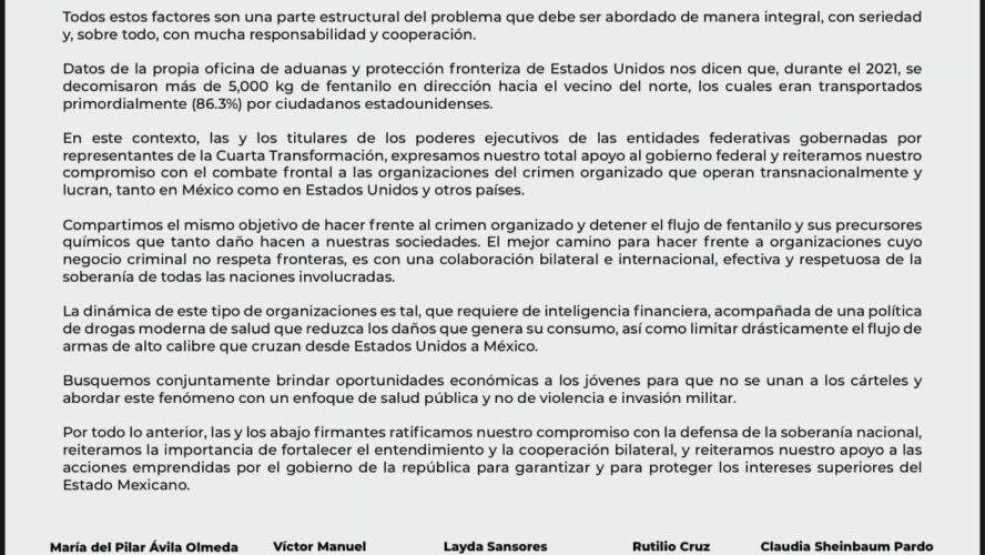 Rechazamos la propuesta para legitimar una intervención militar de los Estados Unidos en México