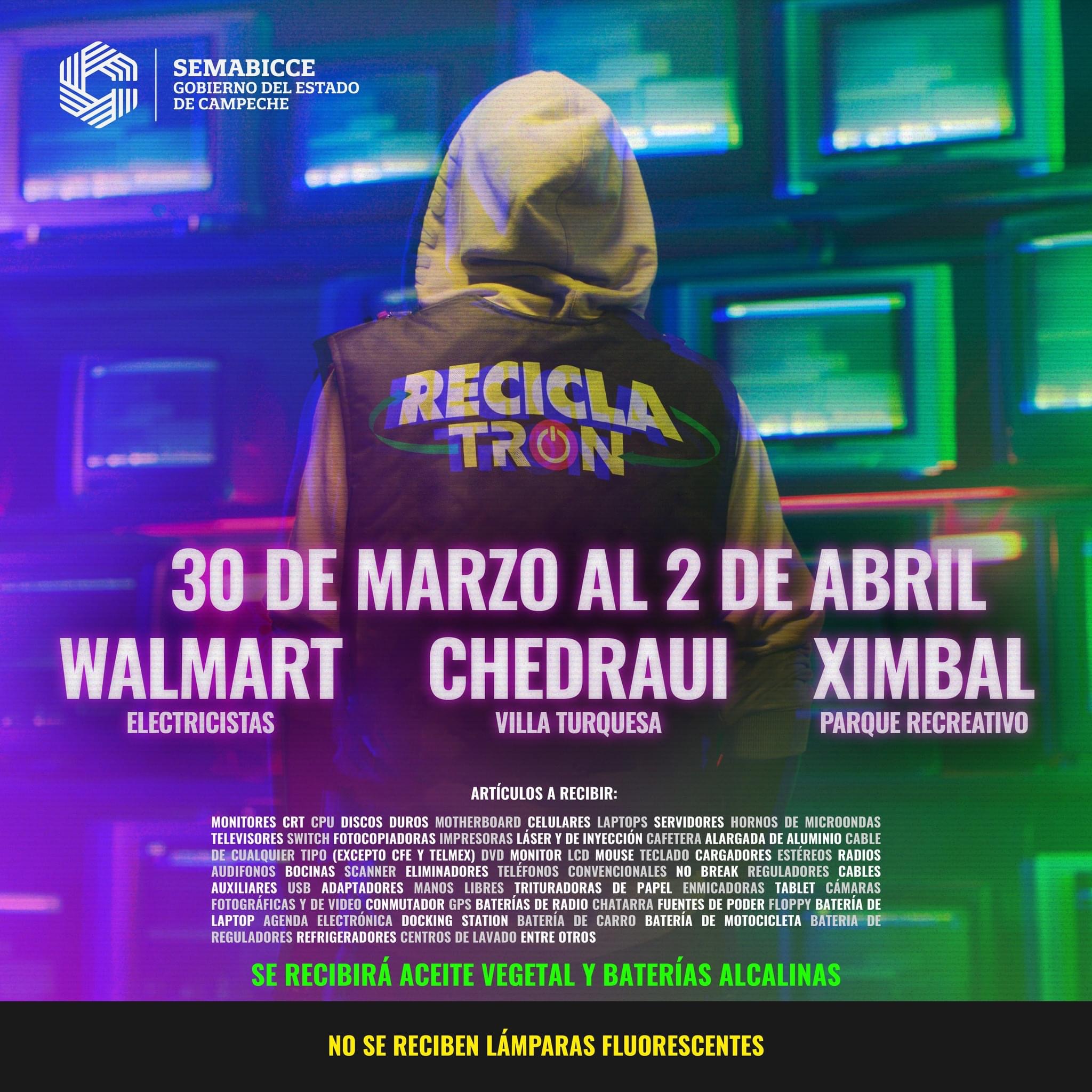 Lleva tus electrónicos que no sirvan al Reciclatron
