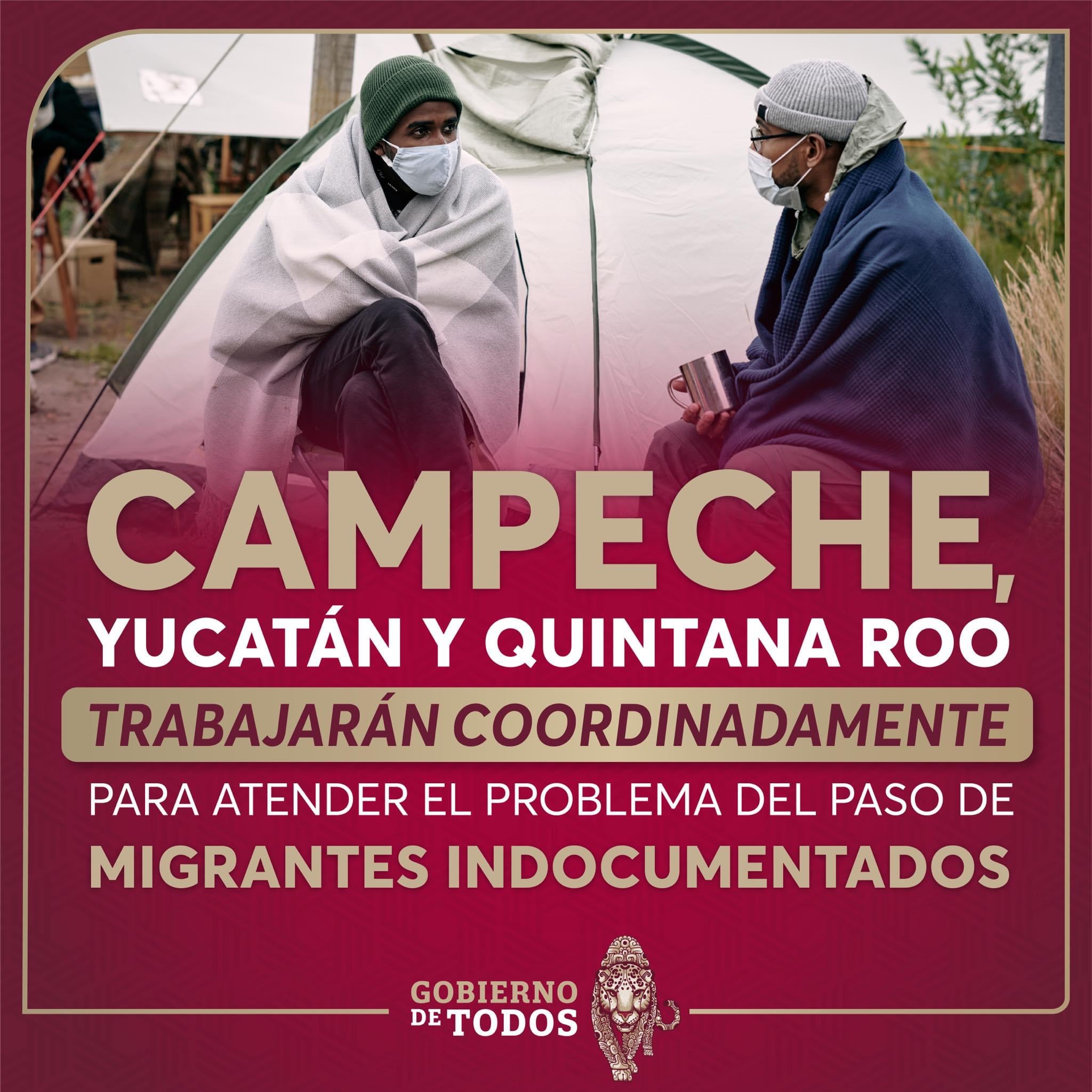 Campeche, Yucatán y Quintana Roo trabajarán coordinadamente para atender el problema del paso de migrantes indocumentados