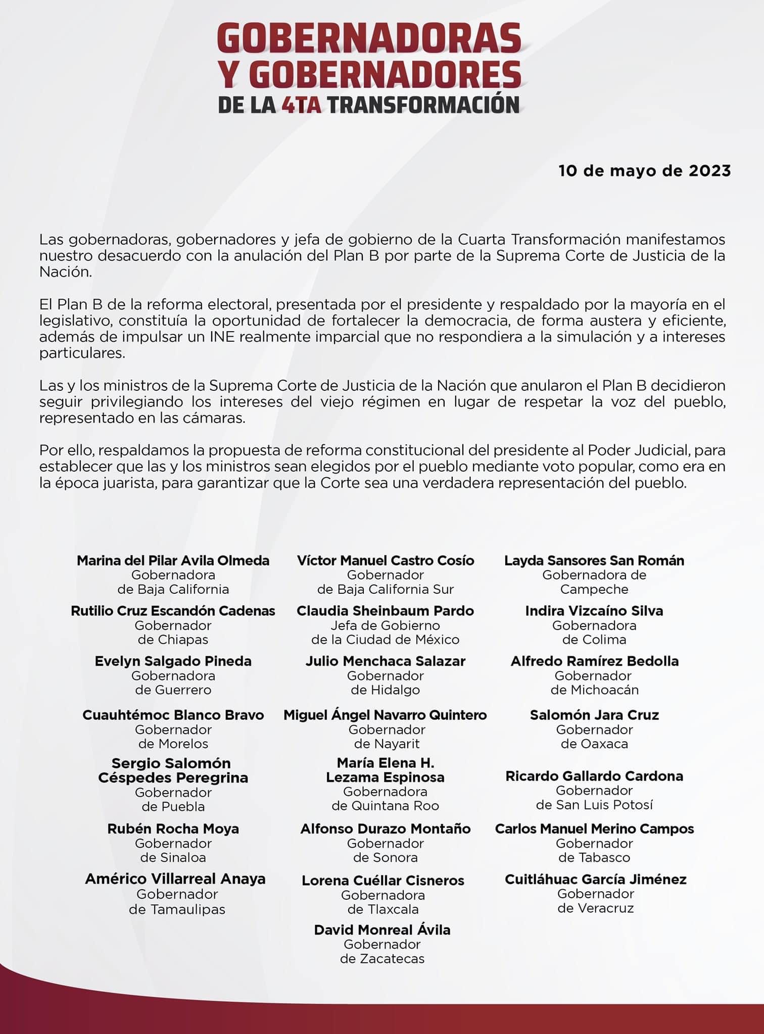 La 4T en desacuerdo con la anulación del Plan B