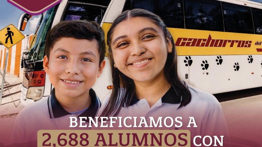 Alumnos beneficiados con 49 autobuses de transporte escolar