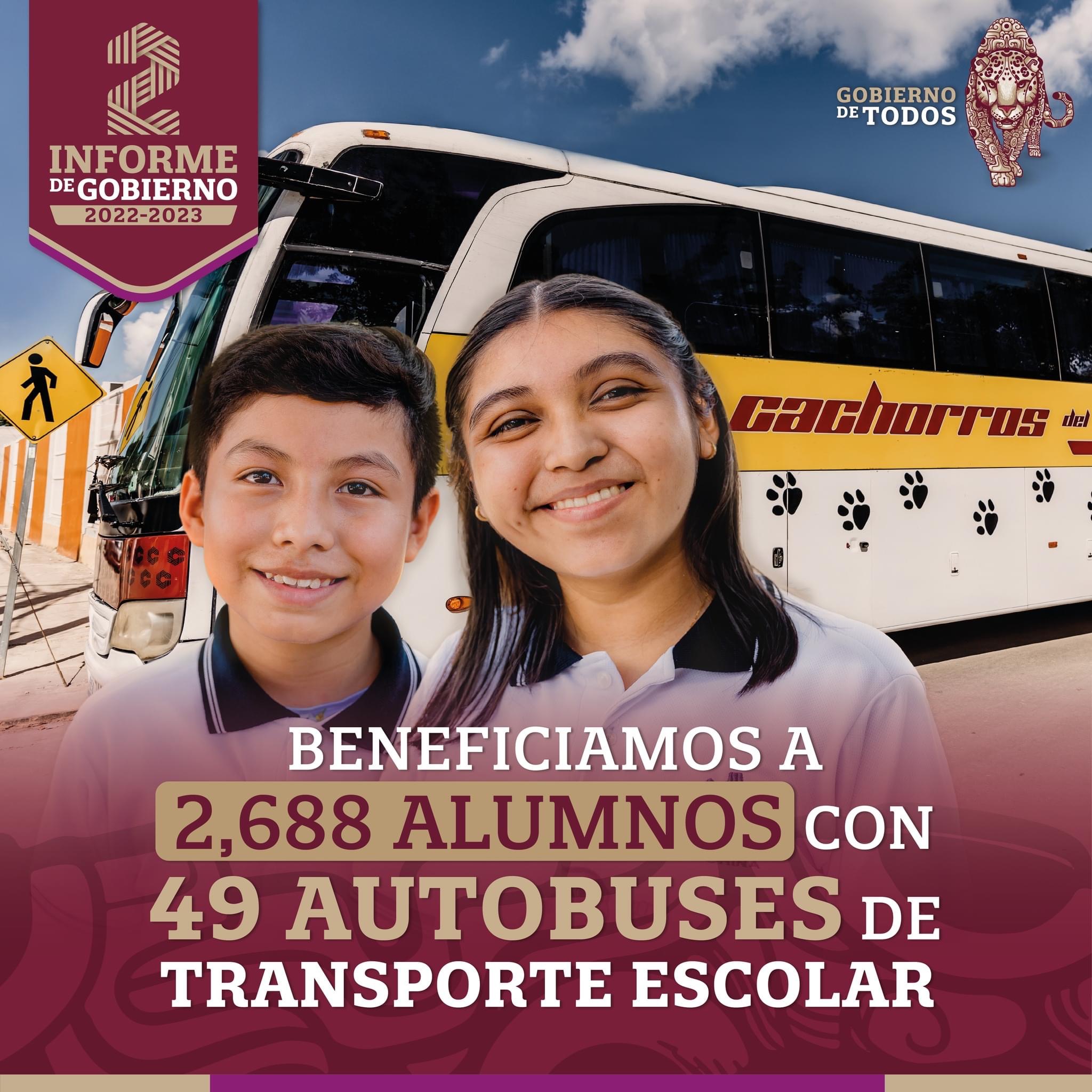 Alumnos beneficiados con 49 autobuses de transporte escolar
