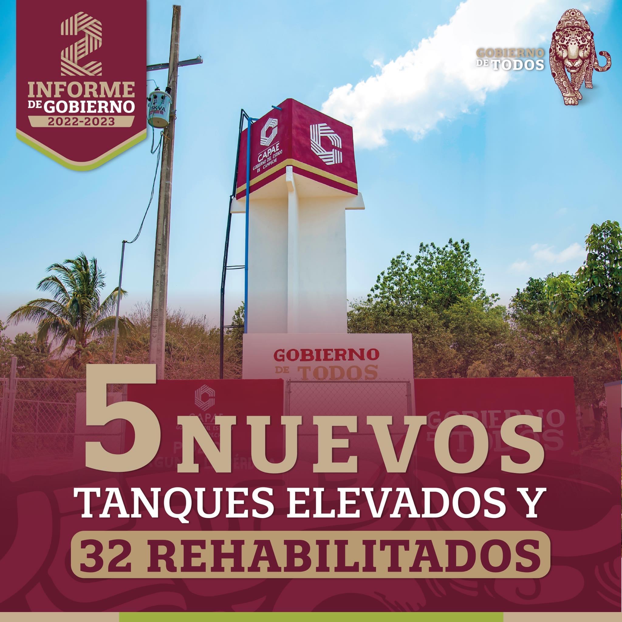 5 nuevos tanques elevados y 32 rehabilitados