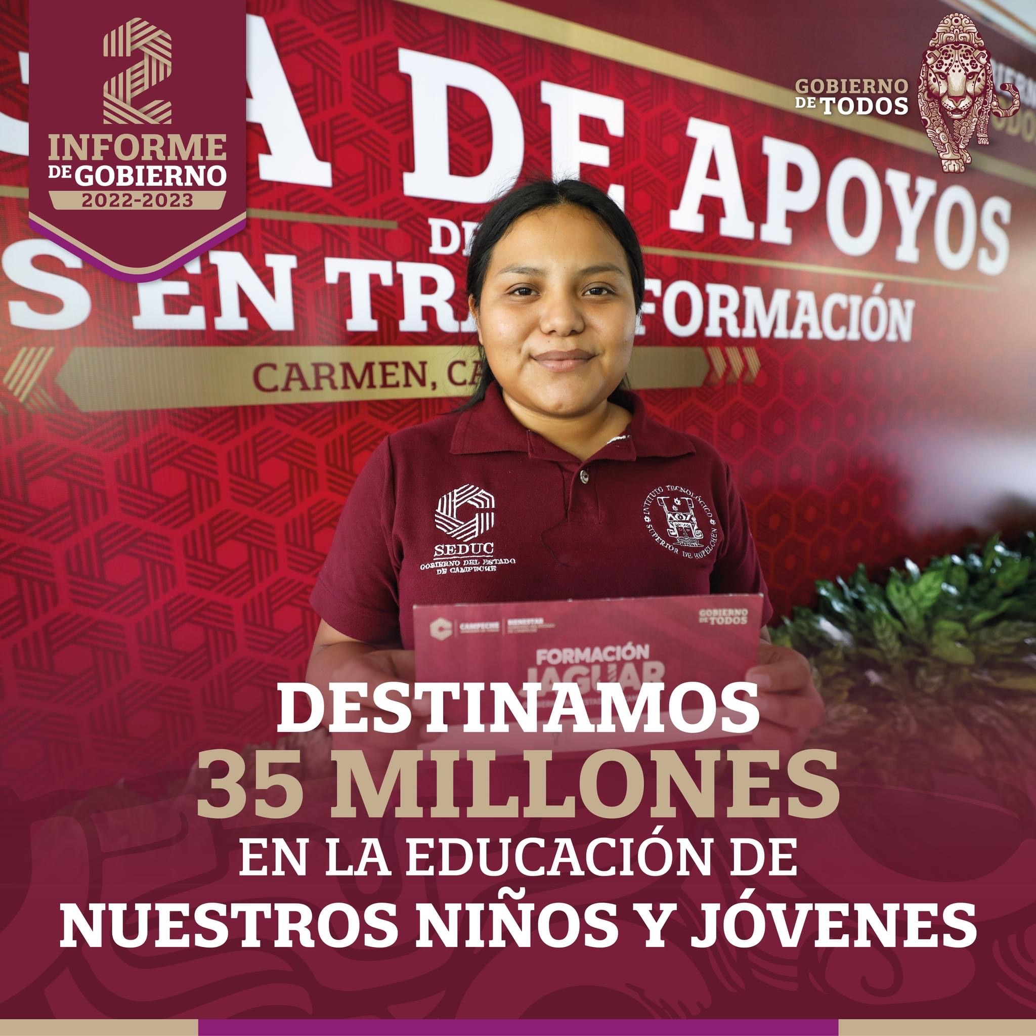 Destinamos 35 millones en la educación de nuestros niños y jóvenes