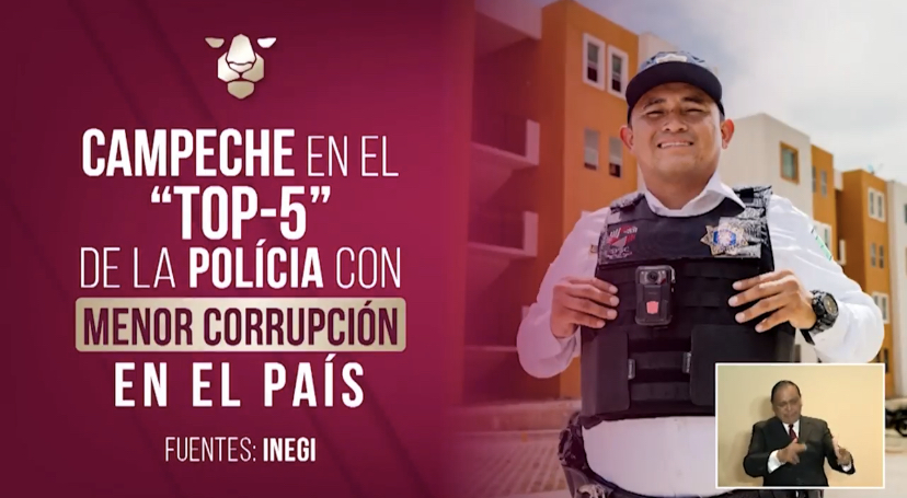 Campeche entre el top 5 de la policía con menos corrupción en el país