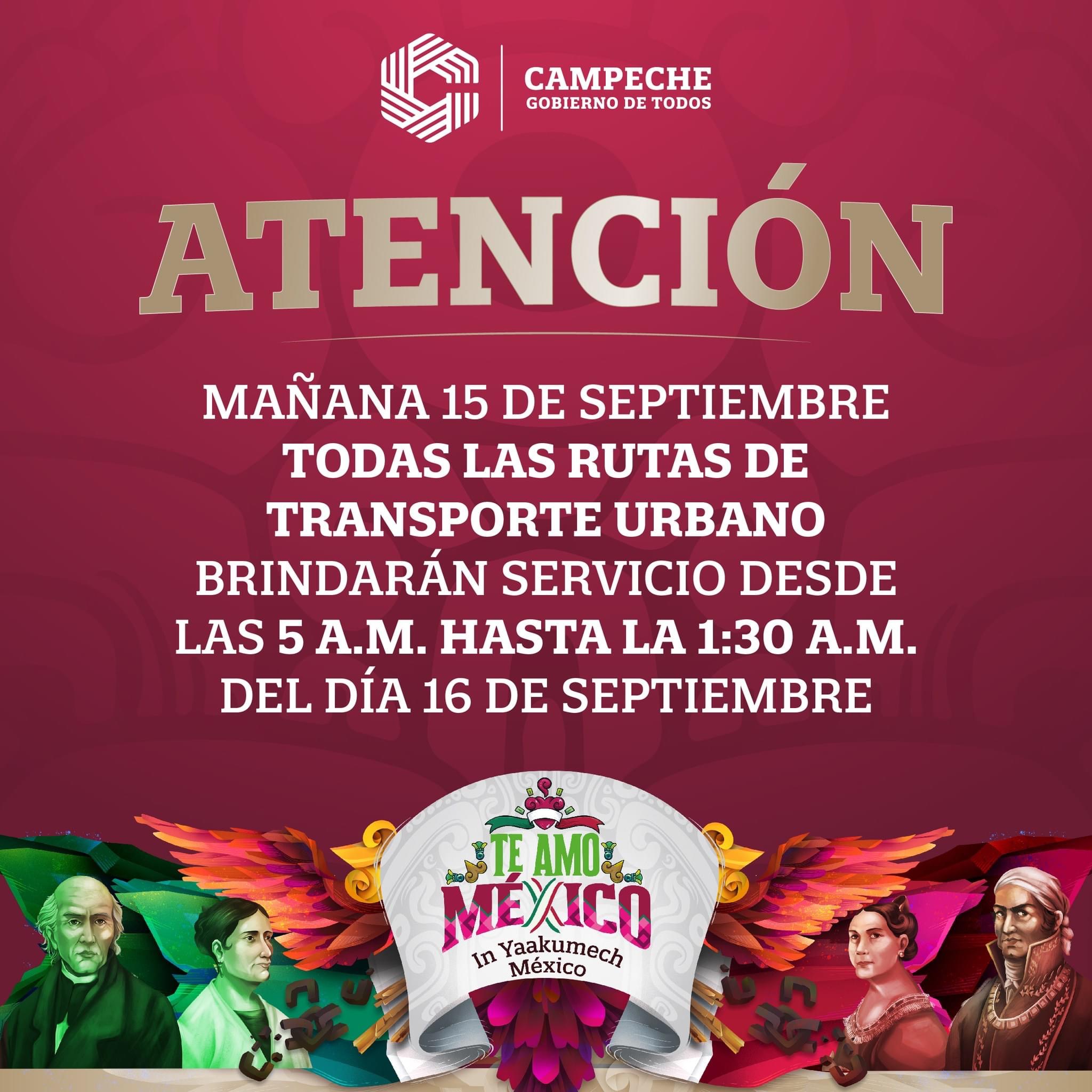 Mañana el transporte urbano brindará servicio de 5 am a 1:30 am del 16 de septiembre