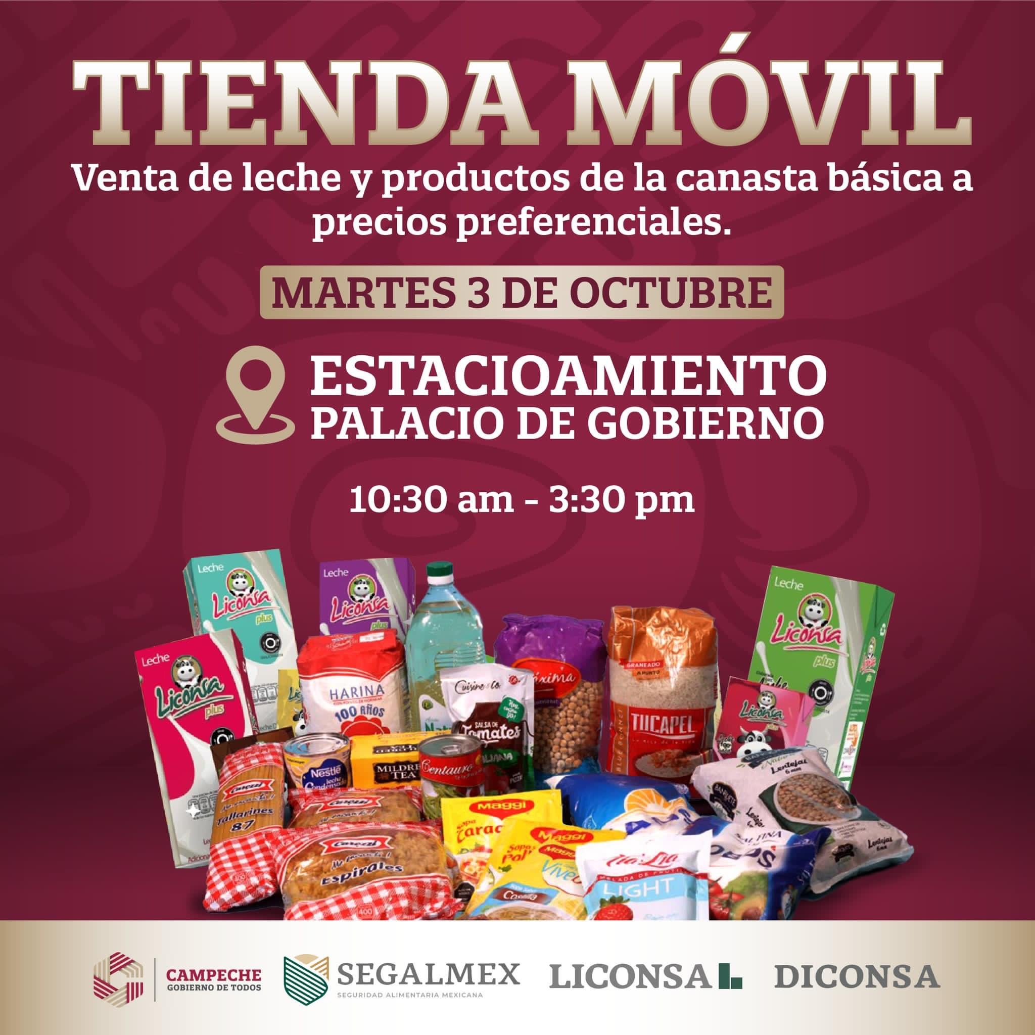 Tienda Móvil en el estacionamiento del Palacio de Gobierno