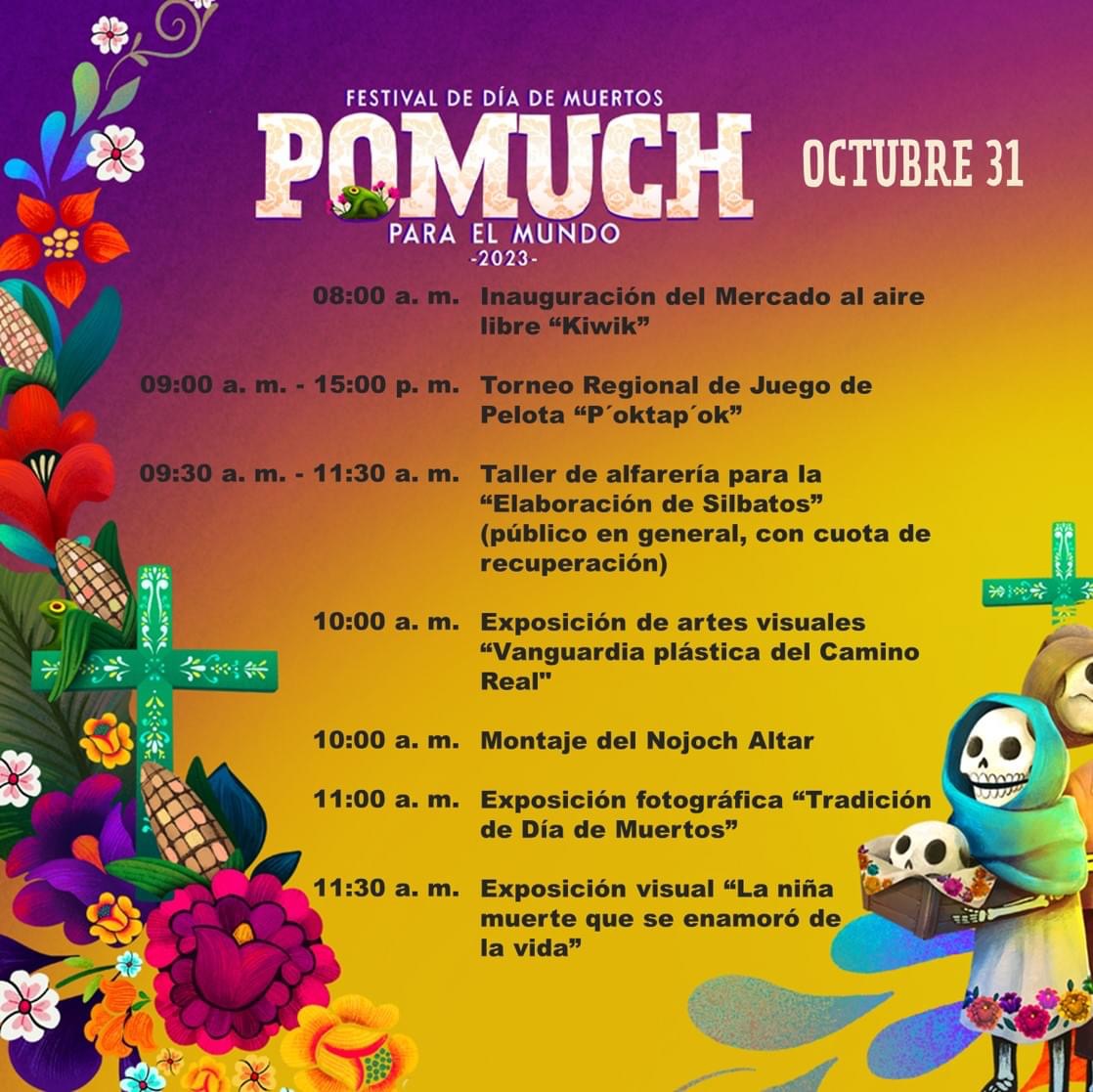 Actividades del próximo 31 de octubre en el Festival de Día de Muertos