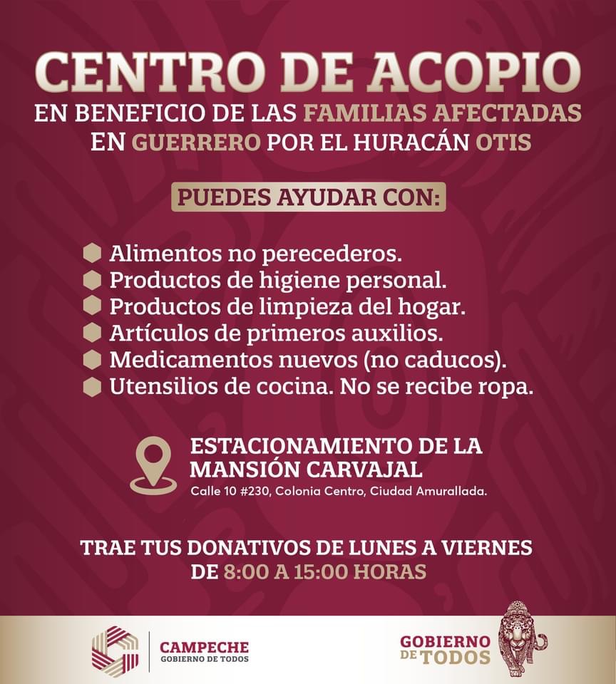Instalamos un centro de acopio para apoyar a las familias damnificadas por el huracán