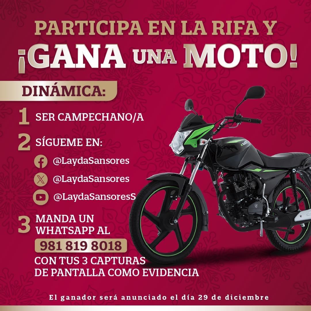 Participa en la rifa y gana una moto