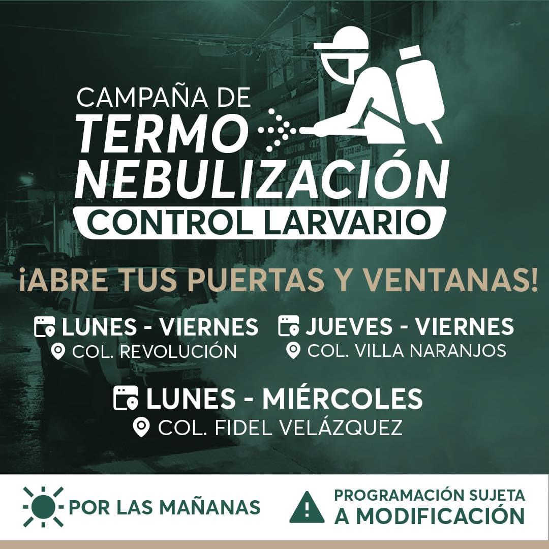 Campaña termonebulización del 4 al 8 de marzo