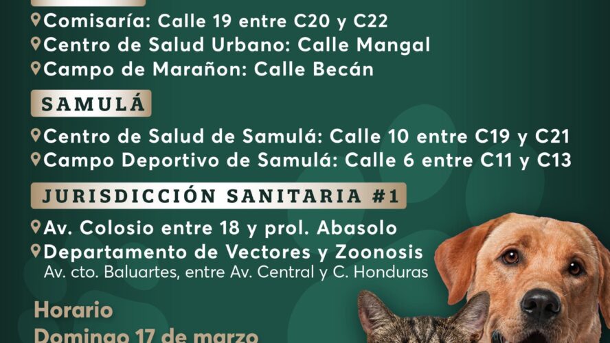Puntos fijos de vacunación antirrábica canina y felina
