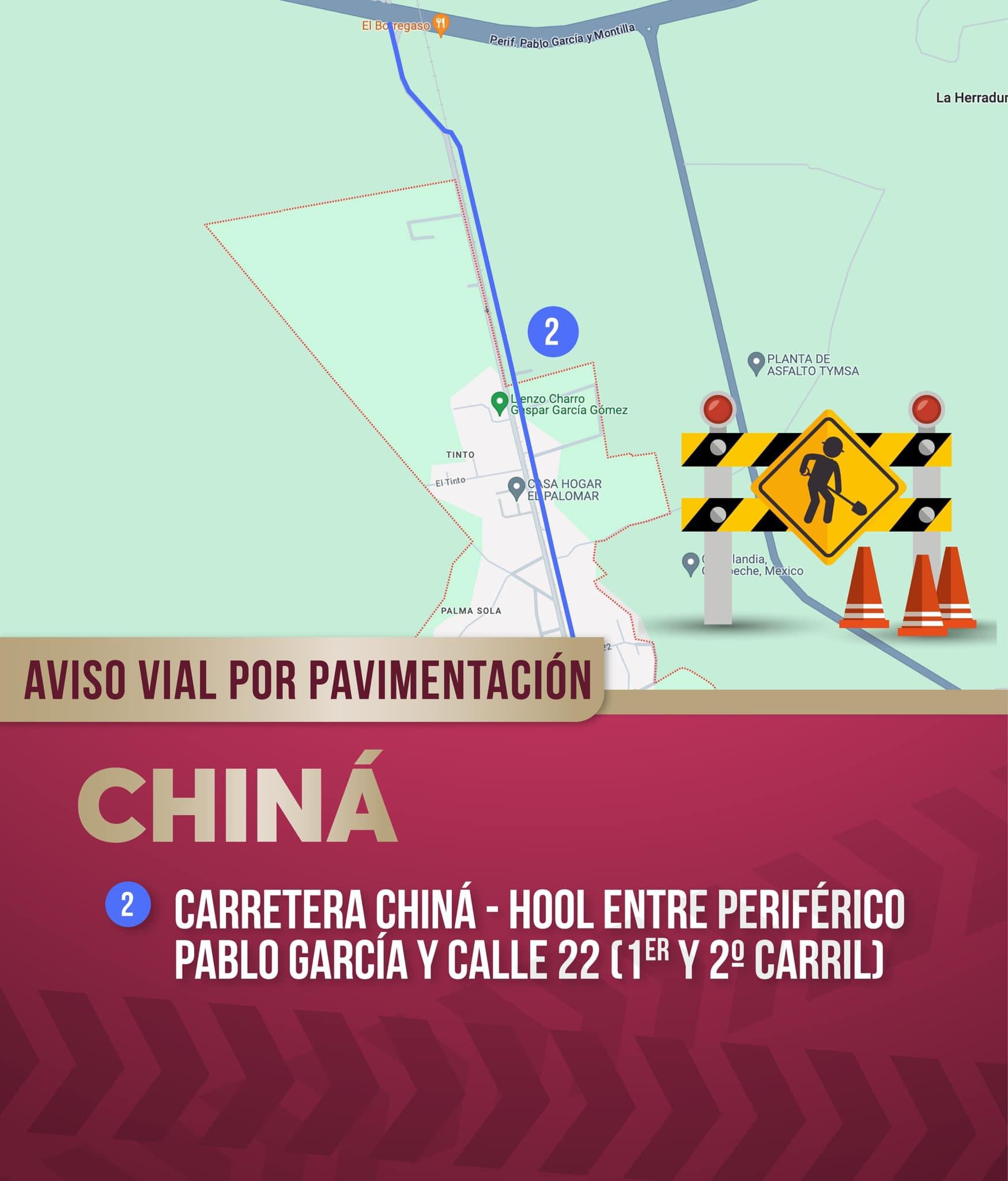 Aviso vial por pavimentación