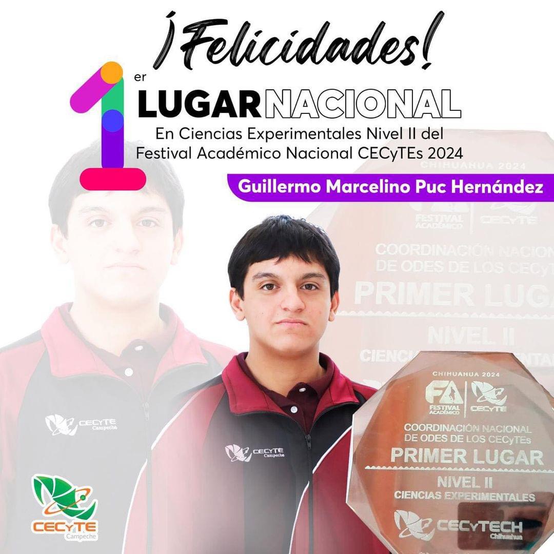 1er lugar en Ciencias Experimentales Nivel II del Festival Académico Nacional CECyTEs 2024