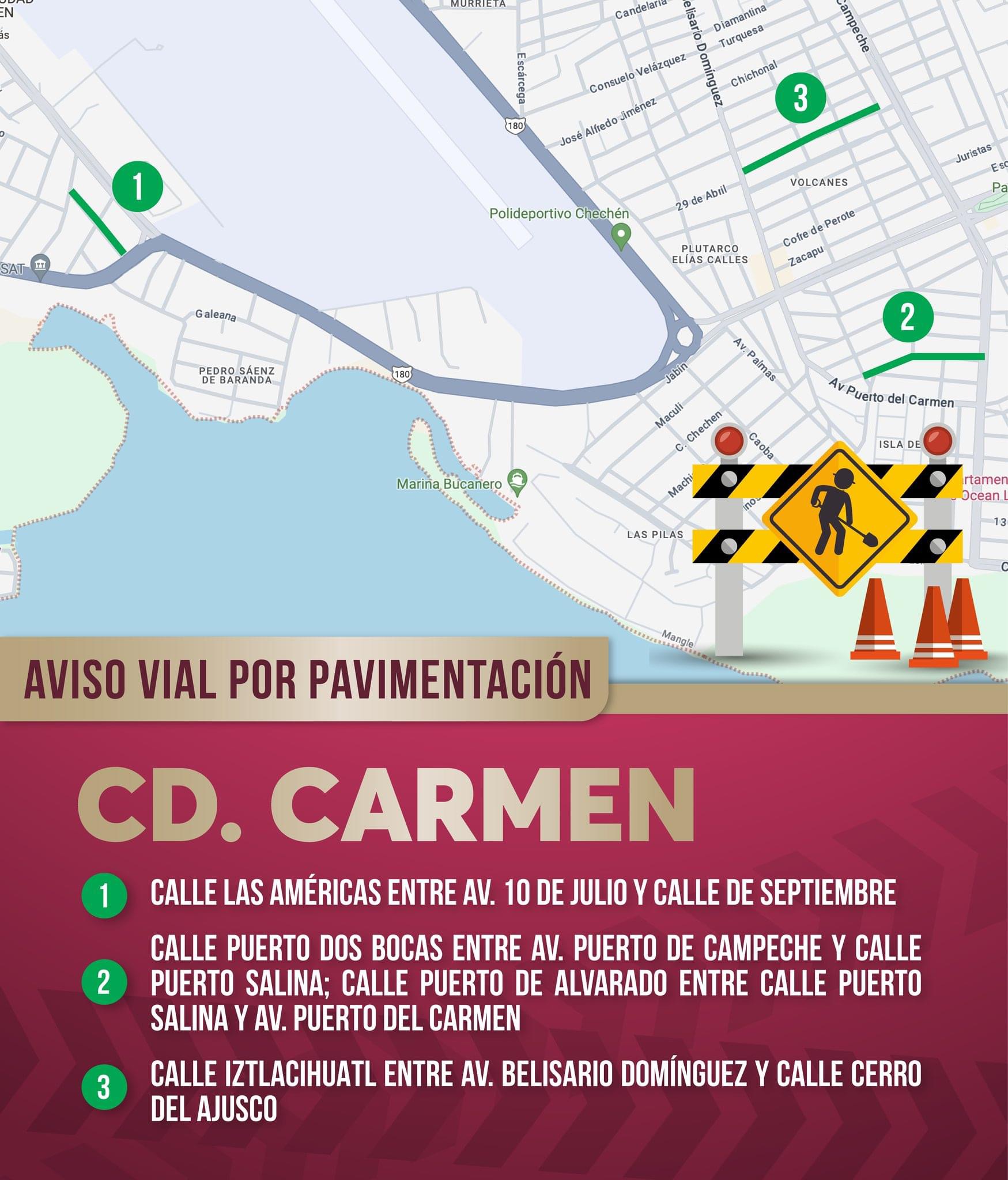Aviso vial por pavimentación