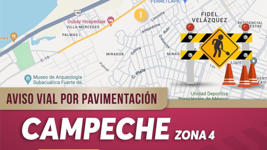 Aviso vial por pavimentación