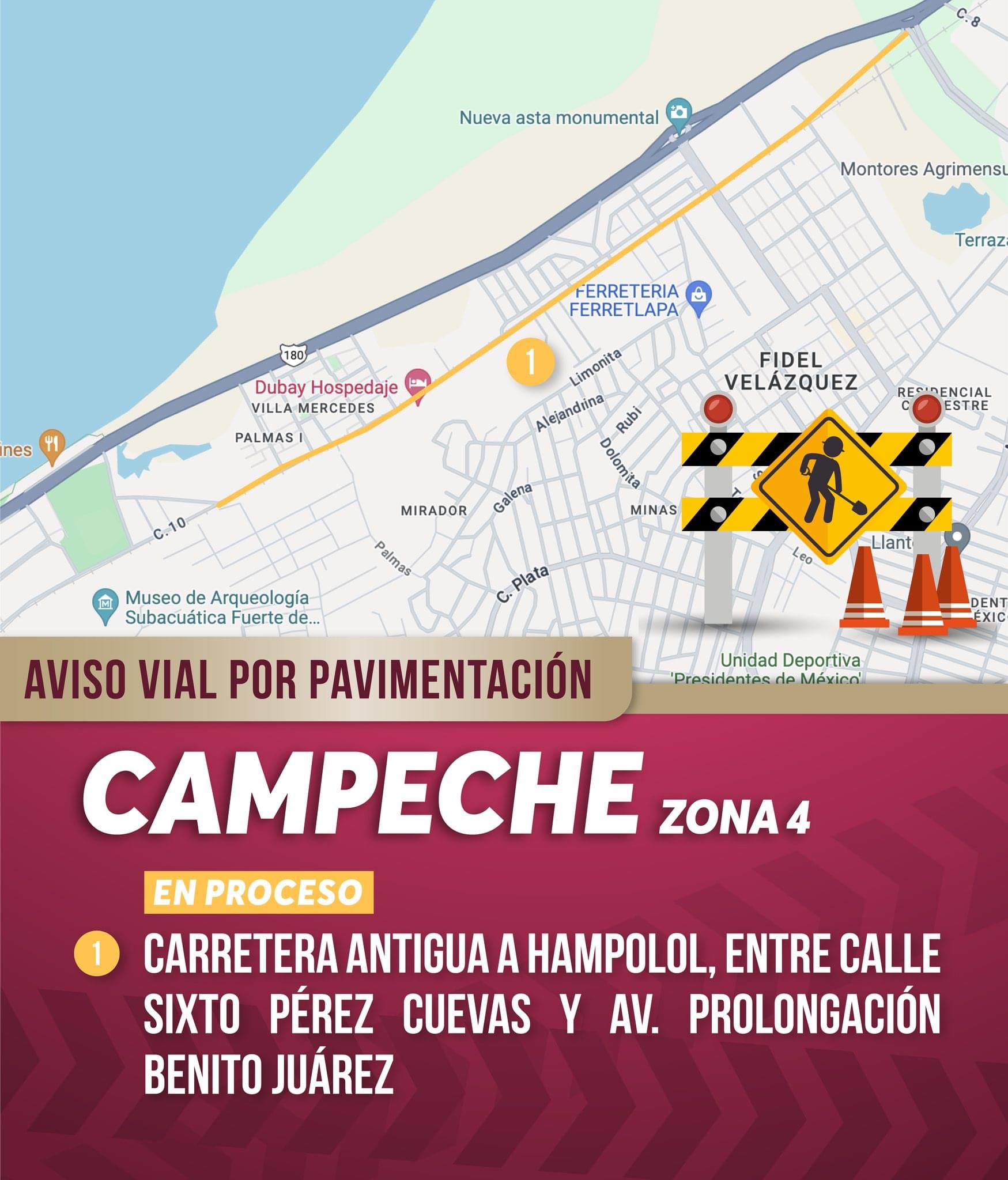 Aviso vial por pavimentación