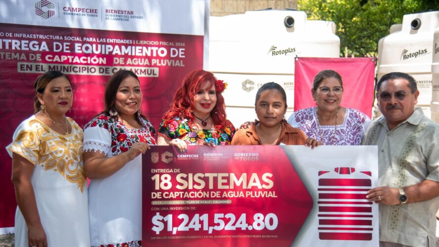 Entrega de equipamiento de sistema de captación de agua pluvial en el municipio de Calakmul