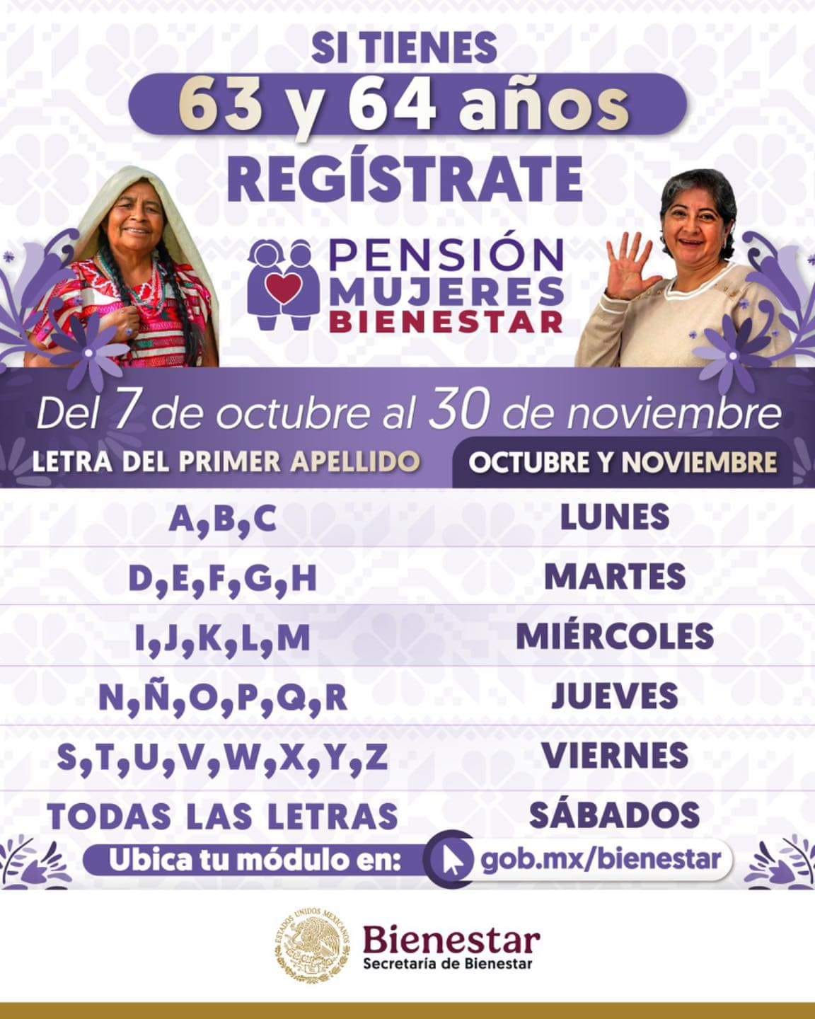 Si tienes 63 y 64 años, ya puedes registrarte a la Pensión Mujeres Adultas Mayores