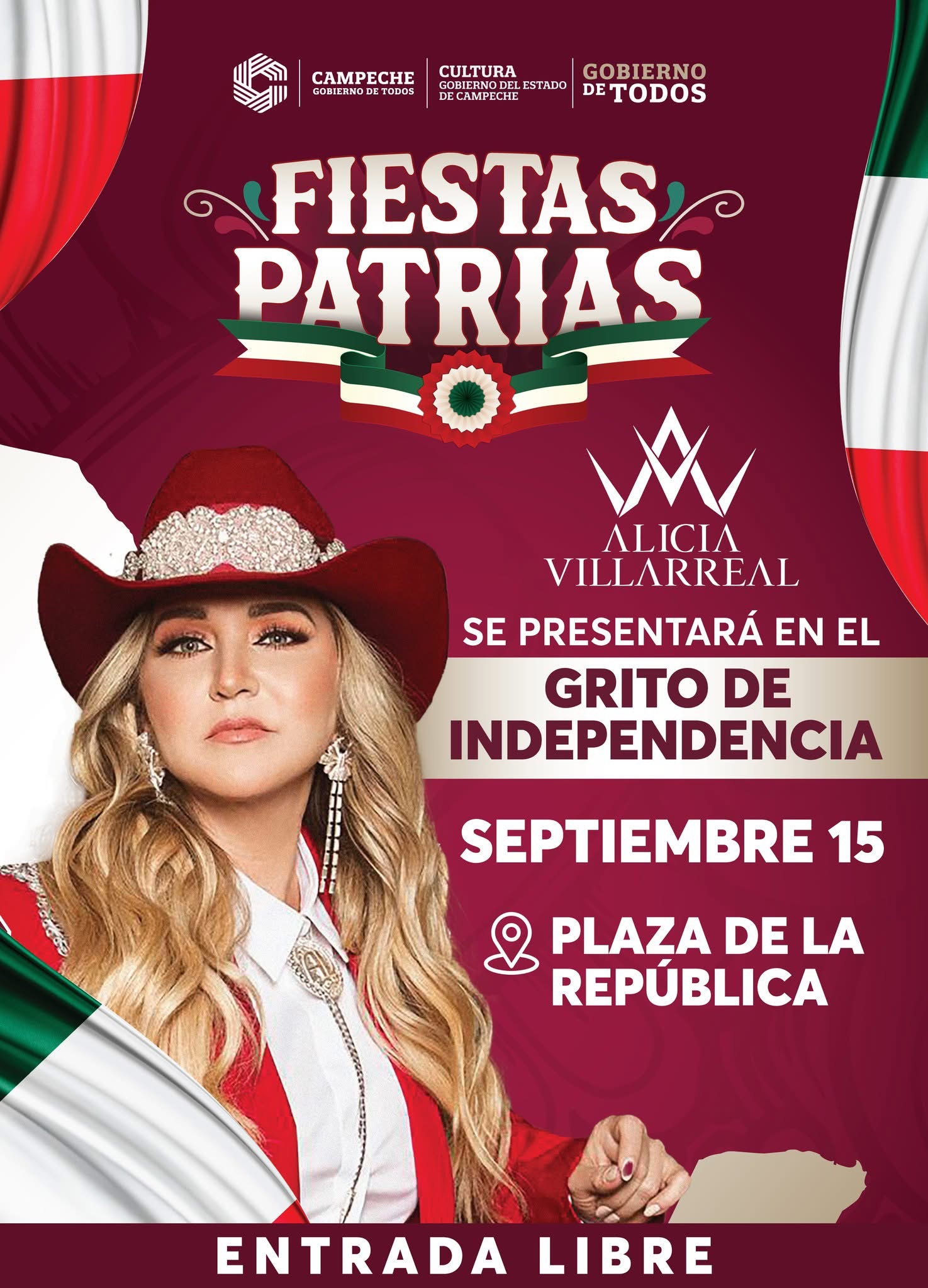 Este 15 de septiembre, Alicia Villareal se presentará en la Plaza de la República.