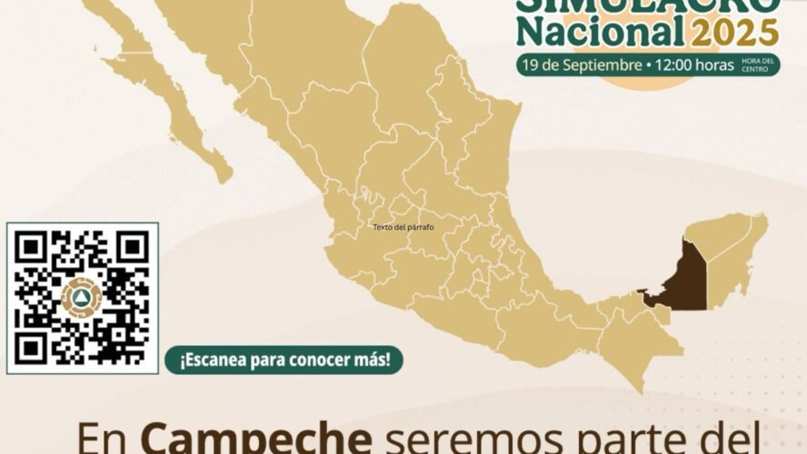 Este 19 de septiembre, Campeche participa en el Simulacro Nacional 2025. El escenario será un huracán categoría 5