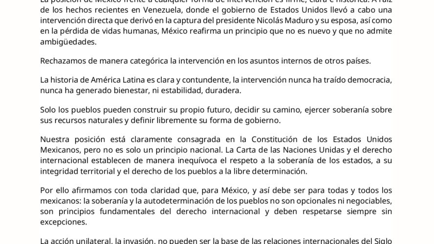 Rechazamos de manera categórica cualquier intervención en los asuntos internos de otros países